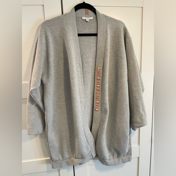 Lunya Cozy Cotton Silk Button Front Cardigan Mellow Grey Heather. Size XS/S - Picture 2 of 12